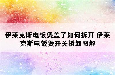 伊莱克斯电饭煲盖子如何拆开 伊莱克斯电饭煲开关拆卸图解